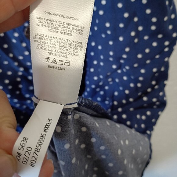 Express Women's White Polka Dots Strappy Sleeve Midi Dress Navy size Medium - Picture 6 of 6